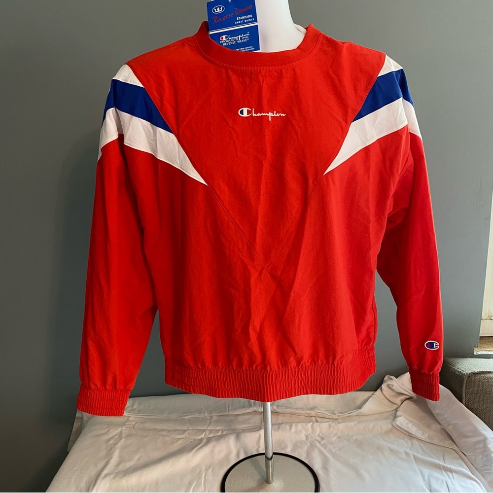 NWT Vintage Champion Reverse Weave Pull Over Scarlet Crew Neck Workout Size S